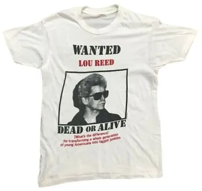 Vintage 80's Wanted Lou Reed Shirt Short Sleeve White • $16.95
