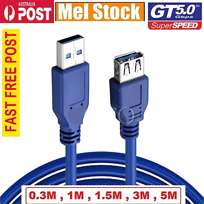 USB 3.0 Extension Extender Cable Cord M/F Type A Male To Female USB Cable Blue • $9.99