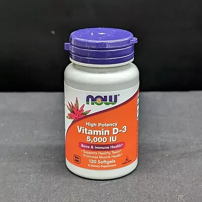 Now Foods High Potency Vitamin D-3 5000 IU 120 Softgels - New & Sealed • $8.29