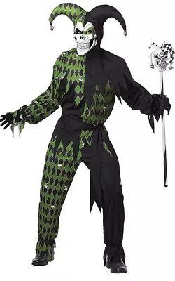 Adult Mens Evil Scary Harlequin Joker Jester Clown Fancy Dress Halloween Costume • $61.99