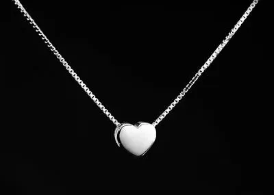 Drawing Heart Pendant Necklace 925 Sterling Silver Chain Womens Jewellery Gifts • £3.29