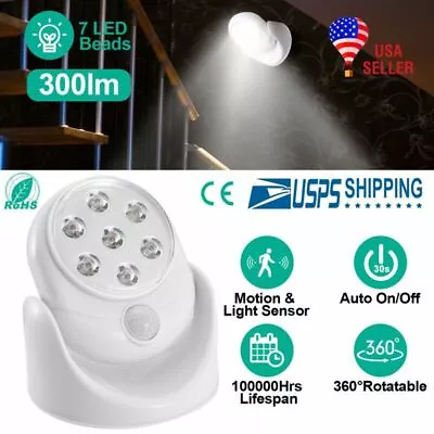 LED Motion Light Adjustable Spotlight Sensor Outdoor Indoor Cordless Patio Lamp • $14.21