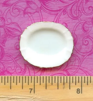 1:12 Dollhouse Scale Oval Glass Plate With 14 K Gold Trim • $2.99