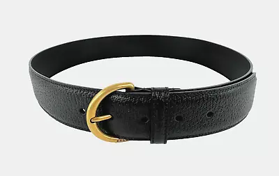 Gucci New Men Auth 80 Cm 32 In Black Leather Belt Gold Tone Buckle Dust Bag • $357