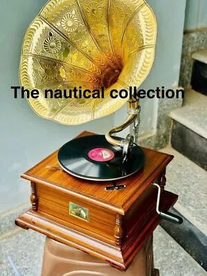 Hmv Gramophone Player Recorder Vintage Antique Style Nautical Vinyl Play Wind Up • $524.79