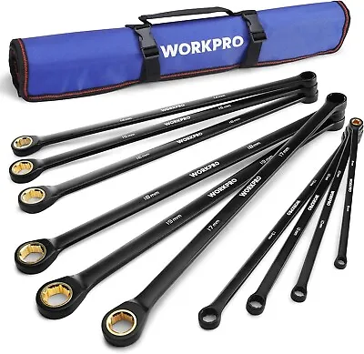 WORKPRO Extra Long Ratcheting Wrench Set-10PC Combination Anti-Slip Metri-8-19mm • $69.99