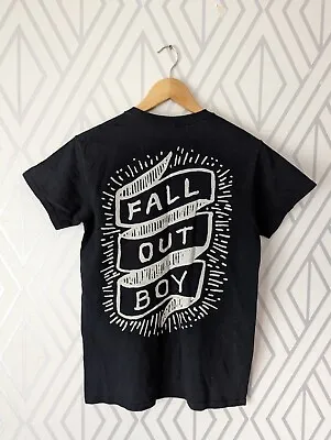 Men's Vintage Gildan Fall Out Boy FOB Rock Graphic Black T-Shirt Size Small • £14.99