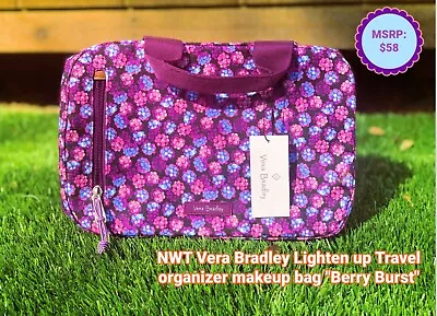 NWT VERA BRADLEY Lighten Up Travel Organizer Makeup Bag Berry Burst  • $42.99