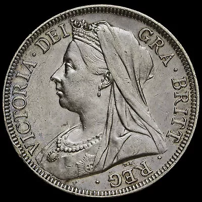 1899 Queen Victoria Veiled Head Silver Half Crown Near EF • $99.47