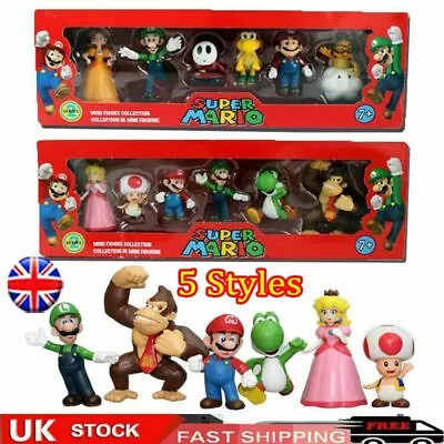 5 STYLES Super Mario Bros Action Figure Toys Dolls Luigi Yoshi Mushroom Kid Gift • £7.57