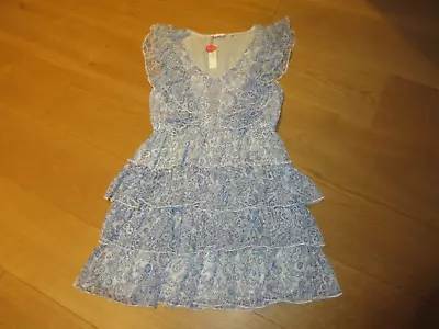 Ladies BNWT Accessorize Blue White Frilled Ra Ra Sleeveless Dress Size M 12 /14 • £9.99