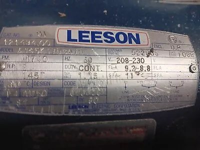 Leeson Electric Motor 2 Hp Model Number A145K17 DB 470 • $99.60