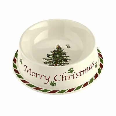 NEW Spode CHRISTMAS TREE 7  ROUND PET Food / Water BOWL - Cat Dog - NEW IN BOX • £33.74