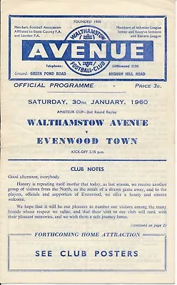 Walthamstow Avenue V Evenwood Town (FA Amateur Cup) 1959/1960 • £5.99