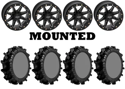 Kit 4 SuperATV Terminator MAX 30x10-14 On Quadboss Boss Lock Beadlock Black FXT • $1986.72