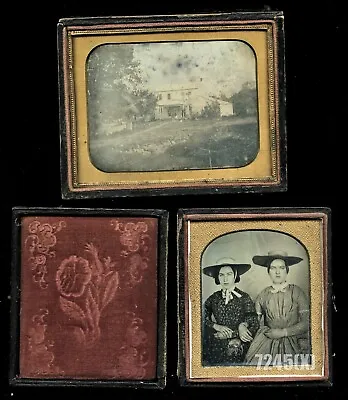 Daguerreotype Lot Richmond Virginia Girls & Outdoor House Scene 1840s Antique • $2250