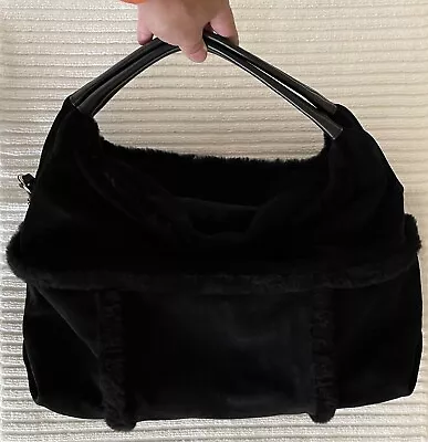 UGG Black Shearling Leather & Suede Medium Hobo Handbag Vintage/NWT • $224.99