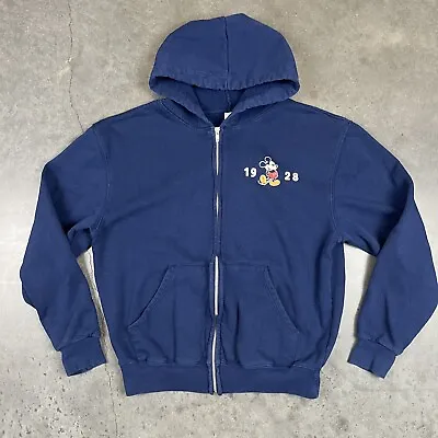 Mickey Mouse Hoodie Mens Small Blue Full Zip Hooded Disneyland Long Sleeve Preow • $14.99