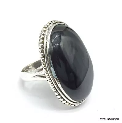 Natural Black Onyx Gemstone 925 Sterling Solid Silver Mens Huge Ring Size-5-10.5 • $16.90