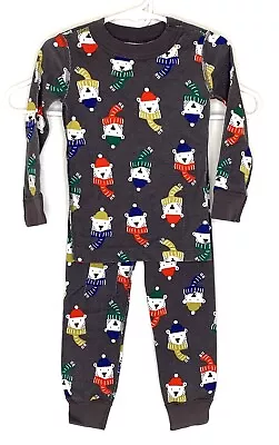 Hanna Andersson 90 Cm 3 3T Pajamas Long Johns 2 Pc Set Gray Polar Bear Winter • $15.91