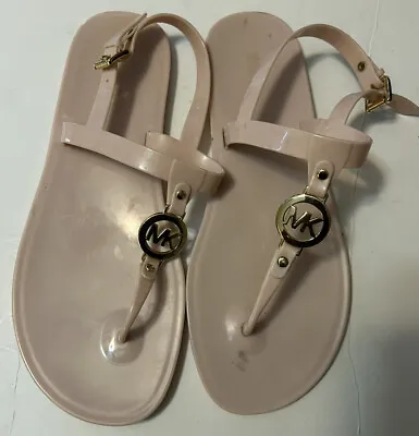 MICHAEL KORS Women`s Lillie Jelly Thong Sandals Round MK Logo Size 10 Pink • $25