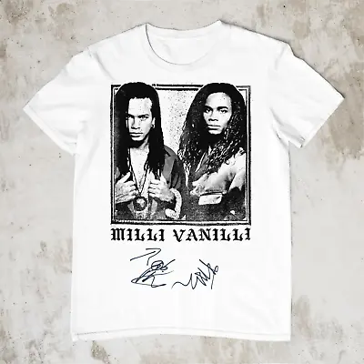 Milli Vanilli Signature Mens Tee Short Sleeve T Shirt S-4XL Cotton White EE727 • $17.09