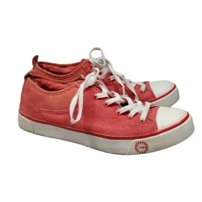 Ugg Australia Women Evera Canvas Red Sheepskin Comfort Sneakers Shoes Sz 8 • £43.85