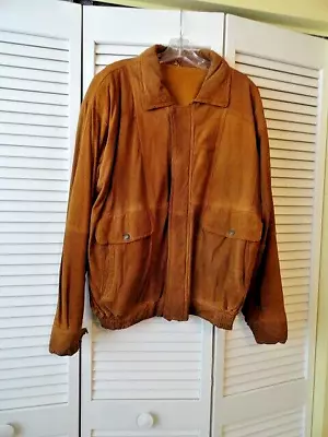 Men's Cognac Suede Bomber Zip Jacket Men's Size XL • $69