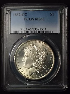 1882-cc $1 Morgan Silver Dollar Carson City Mint Coin Pcgs Ms65  • $208.50