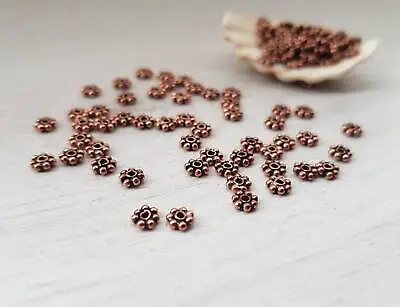£2.95 • Buy 4mm Genuine Copper Daisy Spacer Beads | Bali Beads | 20 Pieces