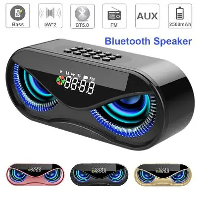 Portable Bluetooth Speaker Bass HiFi Loudspeaker MP3 Player Alarm Clock USB AUX • £25.22