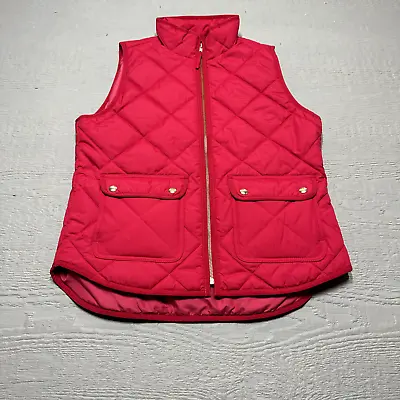 J Crew Vest Womens Medium No Size Tag Pink Quilted Full Zip Casual Puffer EUC • $19.89