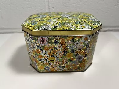 Vintage Daher Metal Hinged Decorative Tea Tin Floral Design Made In England • $35