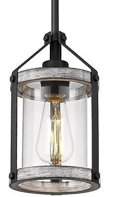 Farmhouse Glass Pendant Light Fixtures White Wood Pendant Lighting Entry Lamp • $39.99