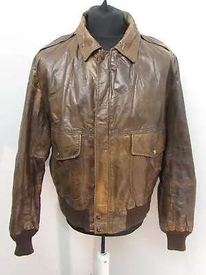 Vintage 70's Excelled Leather A2 Usa Flight Bomber Jacket Size 42ace Patina • £79