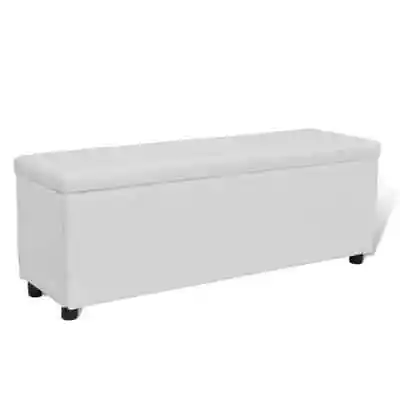 Fabric Storage Bench Blanket Linen Toy Box Seat Ottoman Foot Rest Stool White • $211.85