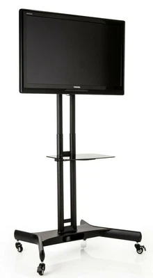 £99.95 • Buy Mobile Trolley Display Cart, Tall TV Stand With Bracket On Wheels With Shelf 005
