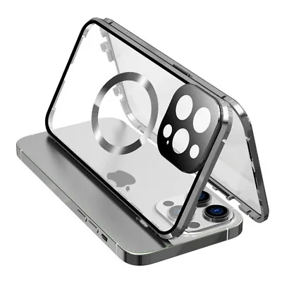 360 Magnetic Tempered Glass Case For IPhone 15 14 13 12 Anti-Spy Privacy Cover • $11.99