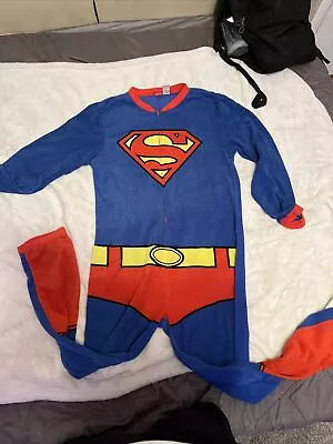 DC COMIC Superman One Piece Pajamas  Cosplay Size Large Adult Fleece • $14.99