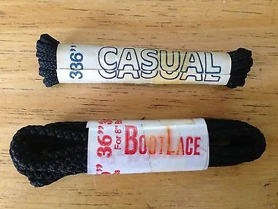 NOS 2 Pairs Shoe Laces Round Black 36  For Vintage-Style Leather Cycling Shoes • $10.33
