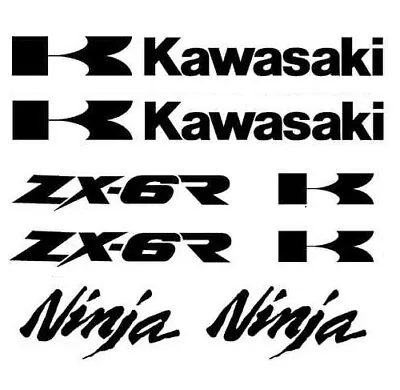 KAWASAKI ZX-6R NINJA Racing Decal Sticker Set Black Vinyl 22cm X 25cm Sheet • £4.99