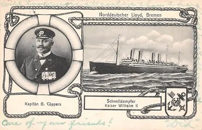 SS KAISER WILHELM II & CAPTAIN CUPPERS  ~ NORD-DEUTSCHER LLOYD SHIP Used   • $18
