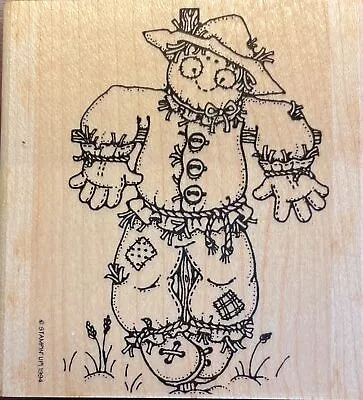 Retired - Stampin' Up Fall Wood Mounted Happy Harvest Rubber Stamp - Scarecrow • $4.99