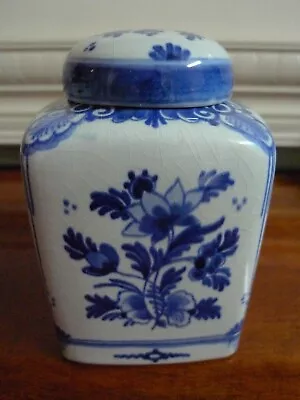 1969 Vintage Royal Delft Hand Painted Porcelain Lidded Pot/ Ginger Jar/ Tea Box • $19.95