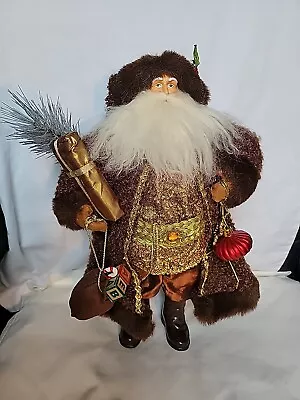 Santa Claus Doll Figurine Standing 15  Tall Collectible Vintage Trimmed Coat • $29.99