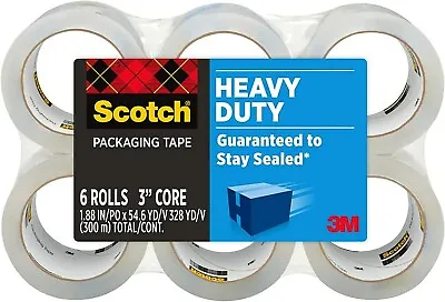 Scotch Heavy Duty Shipping Tape 6 Rolls/Pack 1.88  X 54.6 Yds Clear (38506) • $27.95