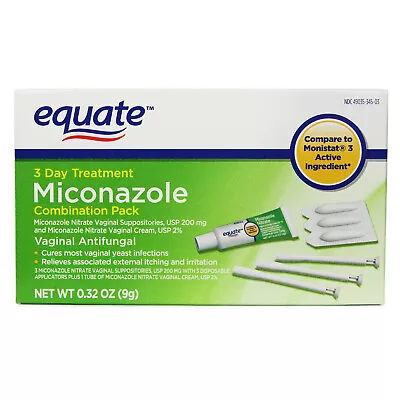Equate Miconazole 3-Day Vaginal Cream Treatment 2% External Vulvar Cream 0.32 Oz • $19.14
