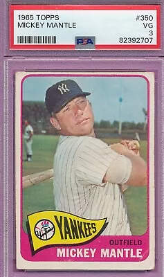 Psa 3 Vg Mickey Mantle 1965 Topps #350 New Graded Slab Vintage Vivid Color Tphlc • $375