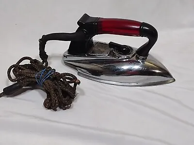Vintage AMERICAN BEAUTY Electric Iron Model 79-AB Red Handle USA • $19.95