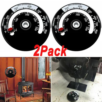 Magnetic Wood Stove Pipe Fire Heat Temperature Gauge Thermometer Tester 2PCS • $11.85